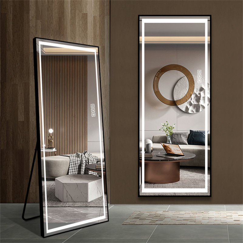 Full length illuminated mirror top